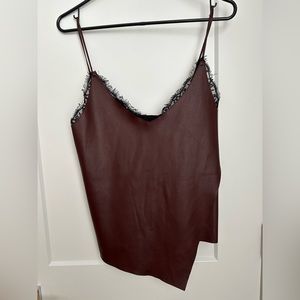 Zara burgundy faux leather & knit camisole